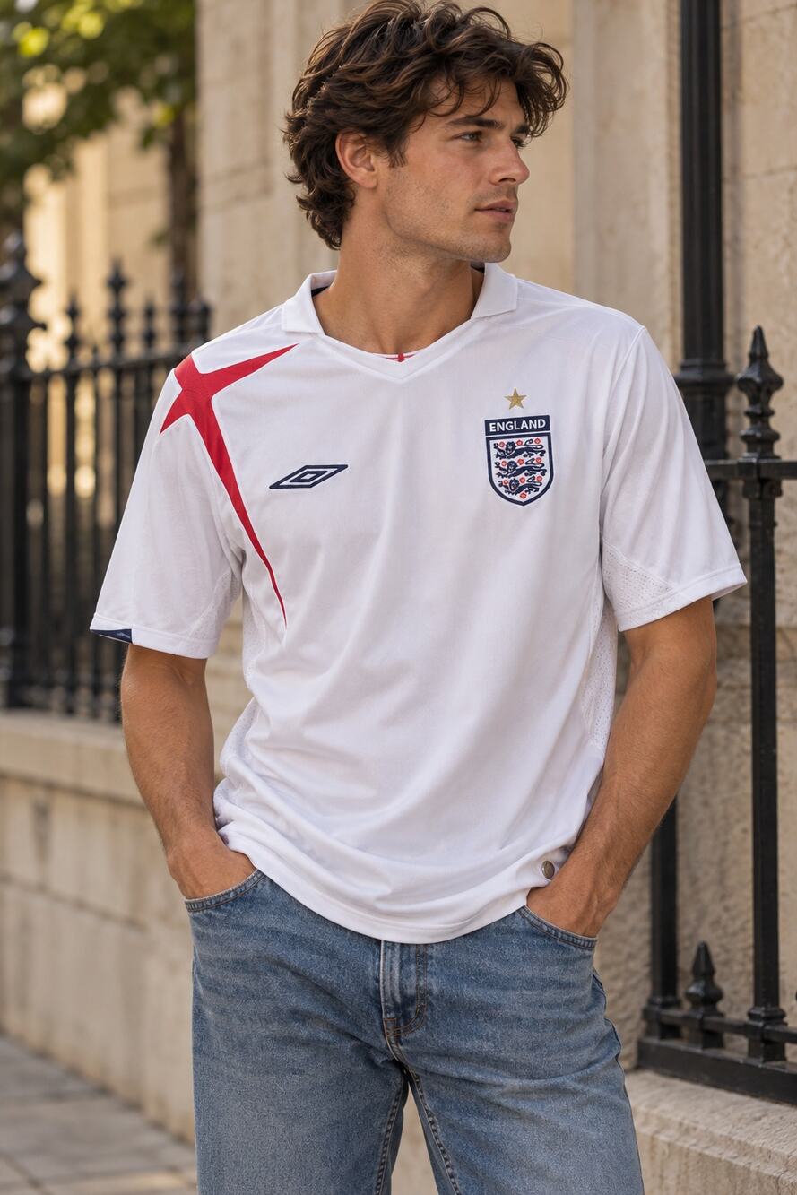Vintage Umbro England 2007-09 Home Soccer Jersey White Football Shirt Small